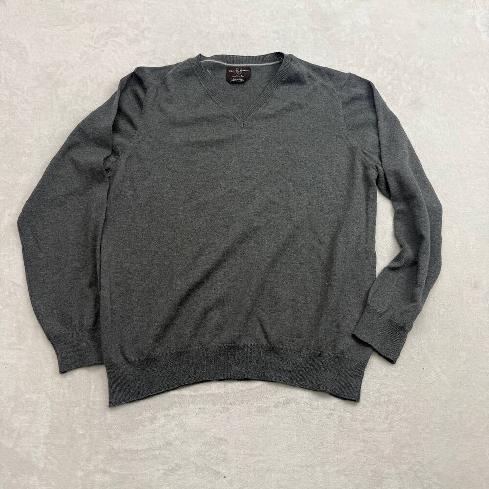 Black Brown 1826 Men's Sweater Grey Size L 100% Merino Wool V-Neck Made in Italy